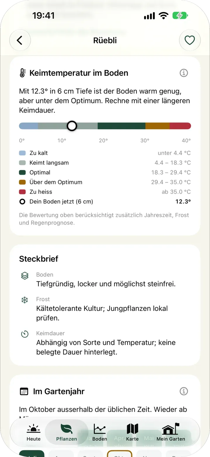 Pflanzenzeit App-Screen